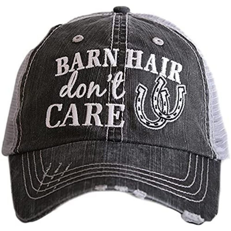 KATYDID Barn Hair Donâ€™t Care Baseball Cap - Trucker Hat for Women - Stylish Cute Sun Hat (Grey/Silver) - Image 1